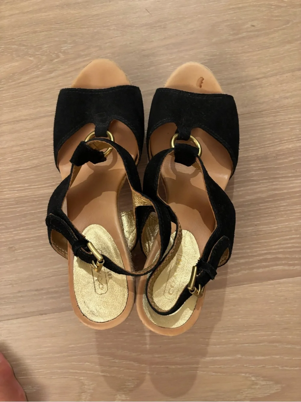 Coach Black Suede Open-Toe Ankle Strap Sandals size 9